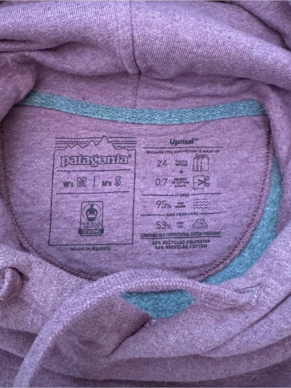 Patagonia Boardshort Logo Uprisal Hoody in Evening Mauve M EUC - Picture 3 of 4